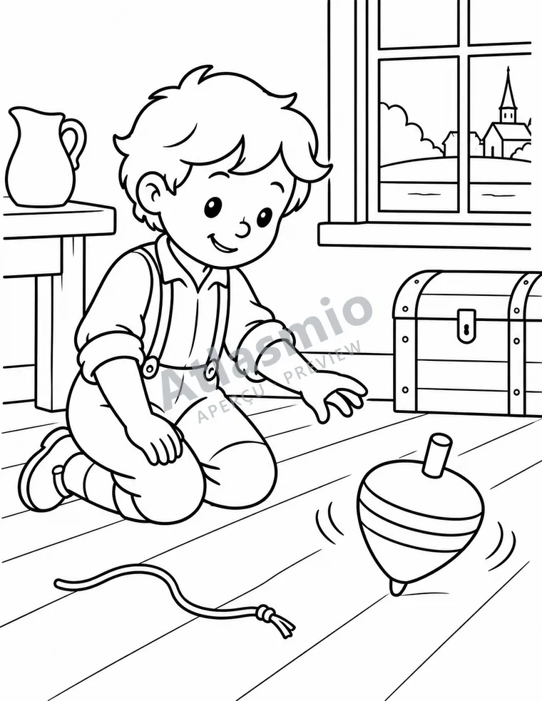 Colouring illustration: The spinning top