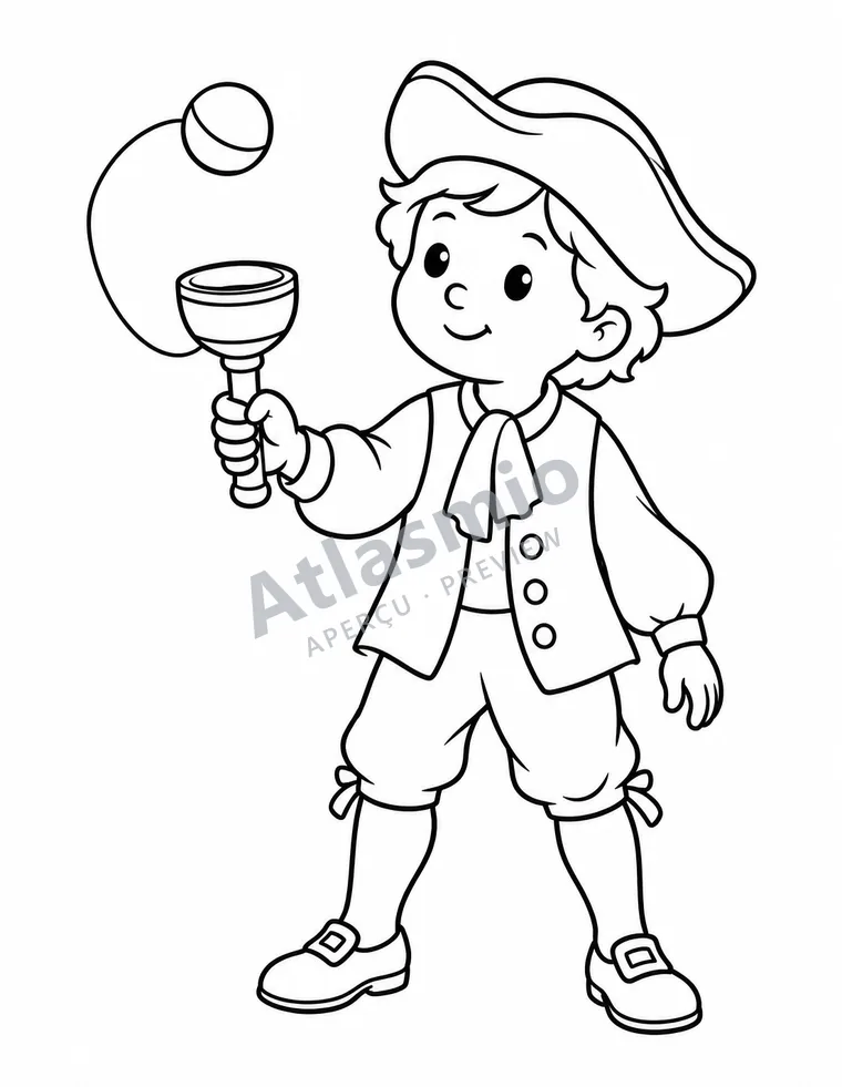 Colouring illustration: The cup-and-ball game