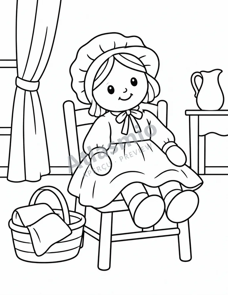 Illustration à colorier : Une poupée de chiffon
