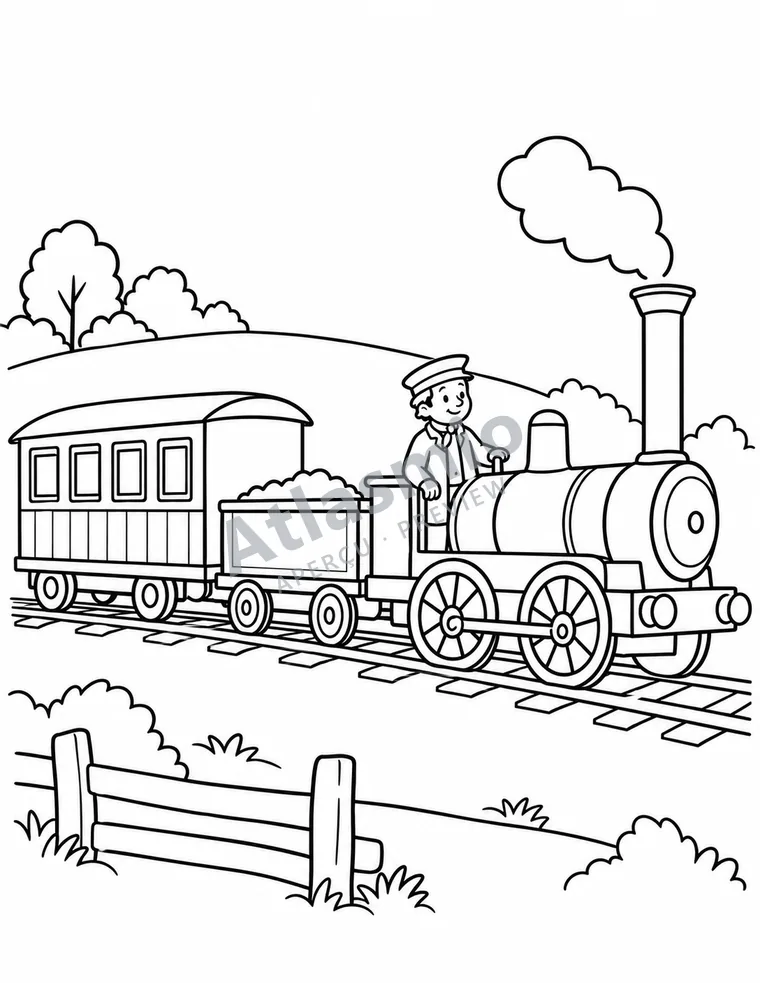 Colouring illustration: The early railway