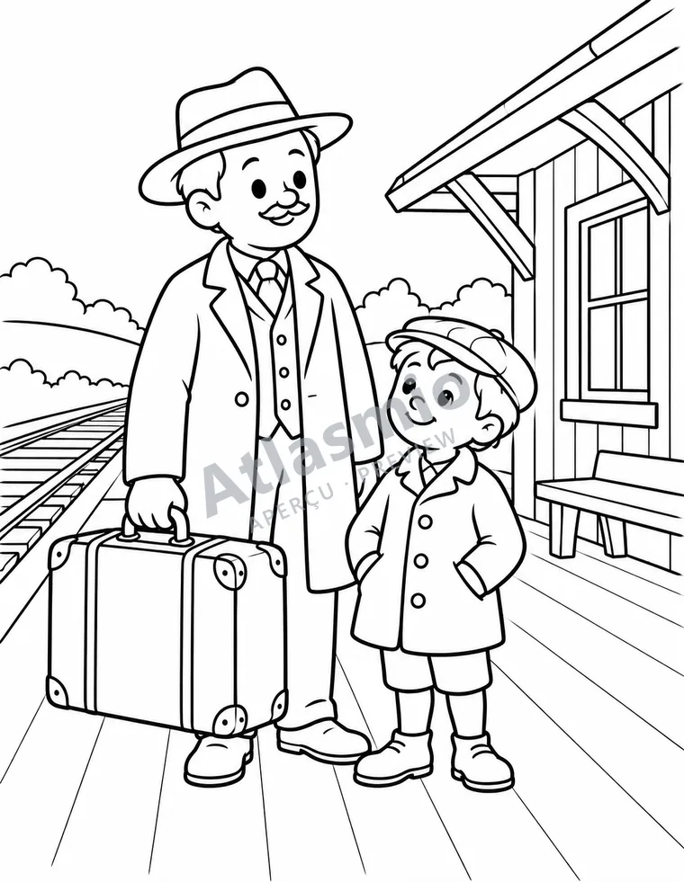 Colouring illustration: All aboard, travellers!