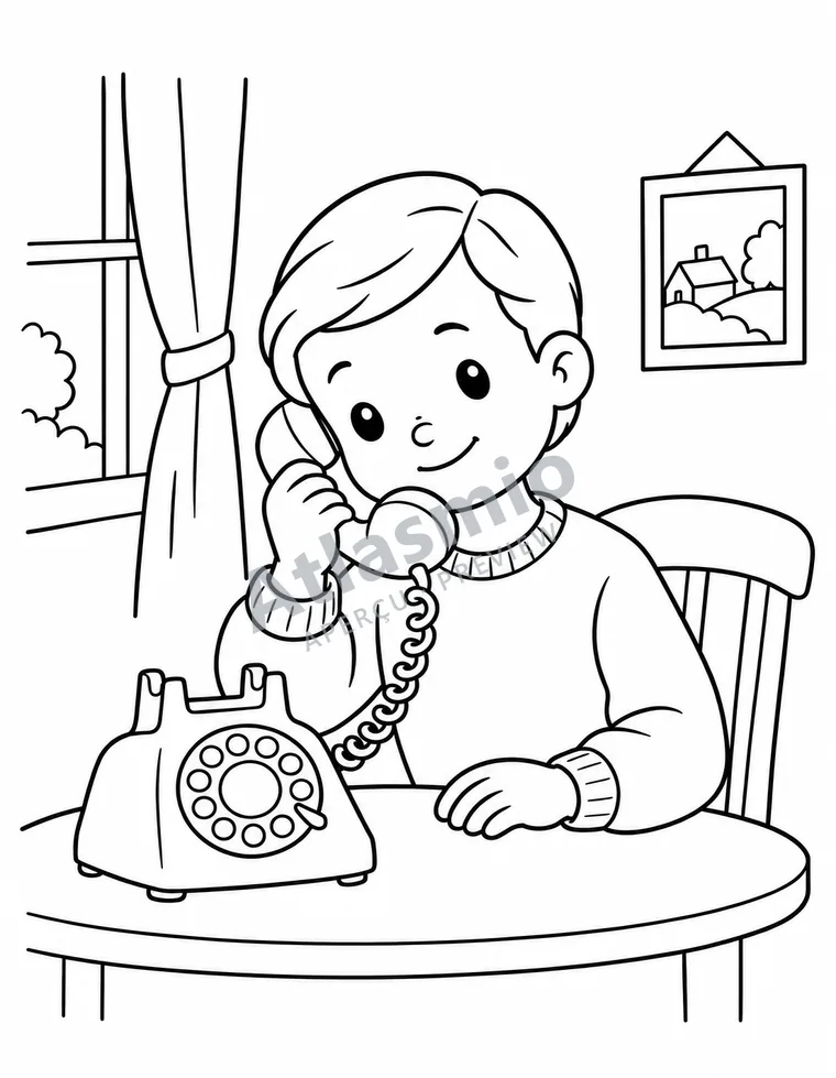 Colouring illustration: Hello, who's there?