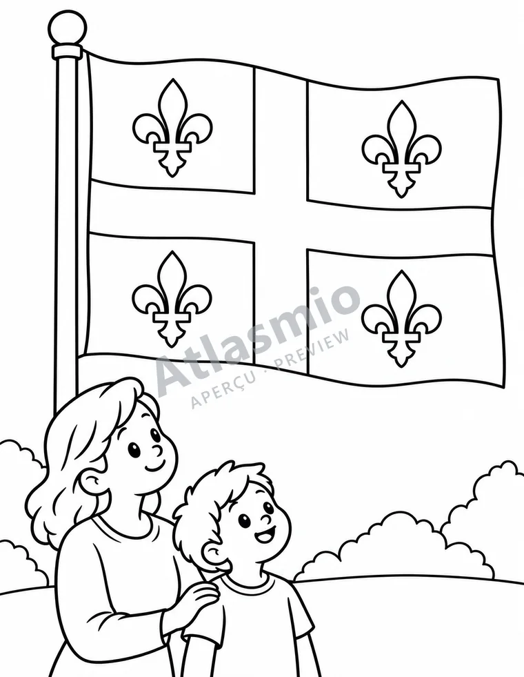 Colouring illustration: Québec's flag