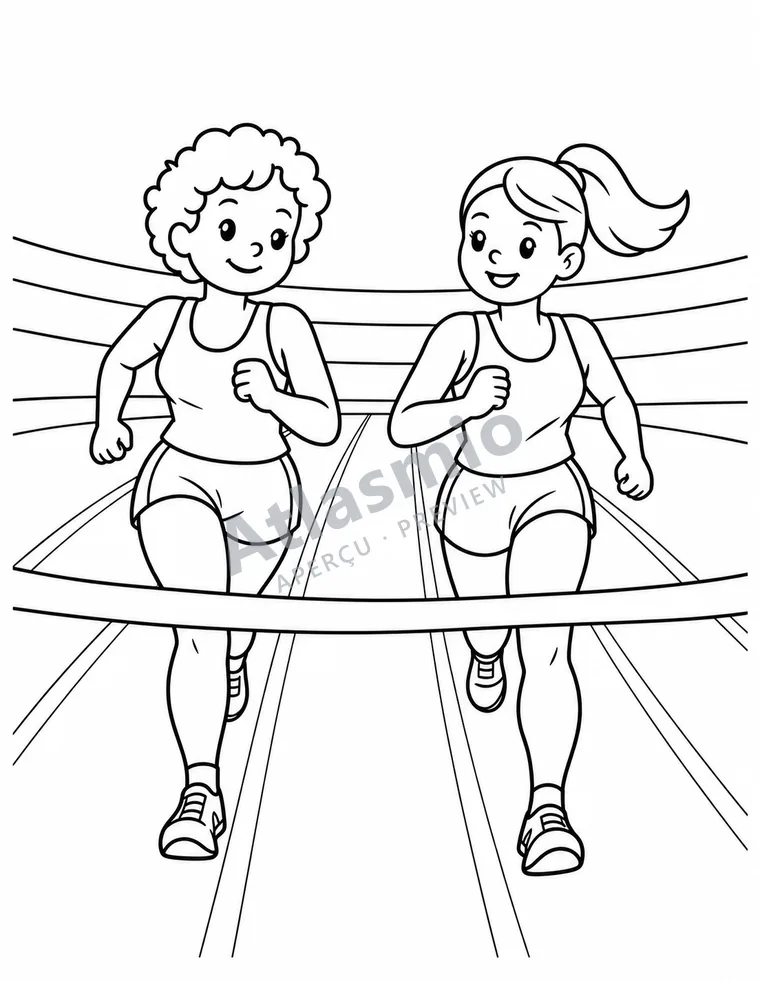 Colouring illustration: Athletes in Montréal