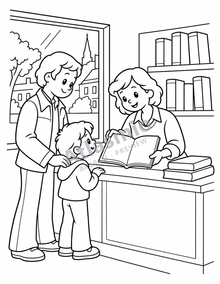 Colouring illustration: French in everyday life