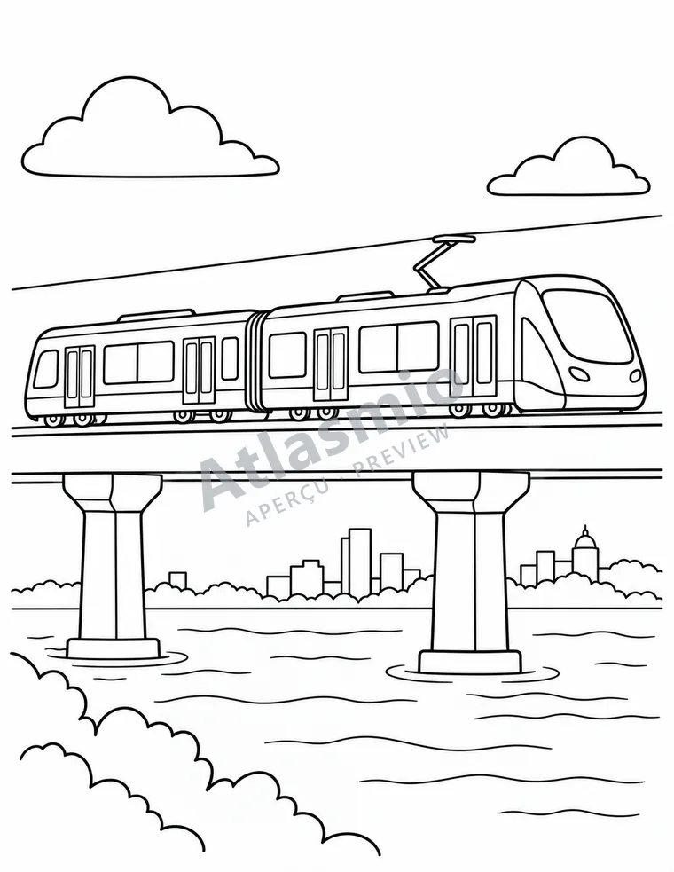 Colouring illustration: The REM's first passengers