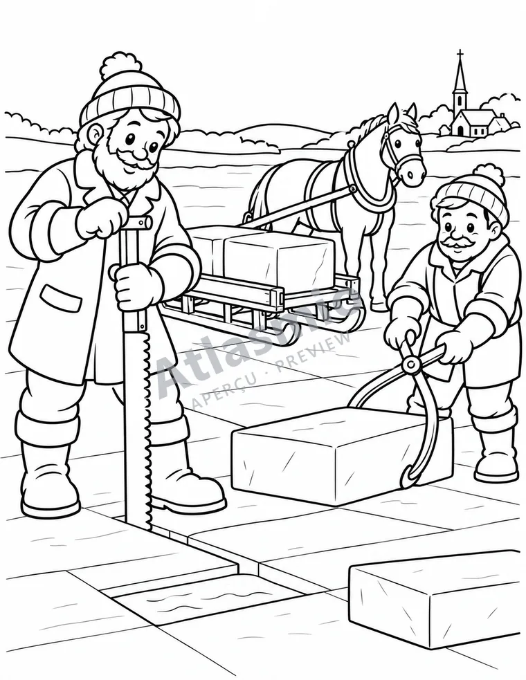 Illustration à colorier : Le coupeur de glace