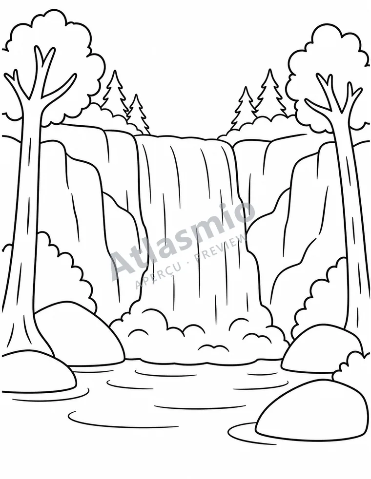 Colouring illustration: Ouiatchouan Falls