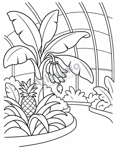 Under the greenhouse roof