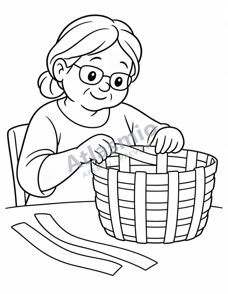 Colouring illustration: A basket at Odanak