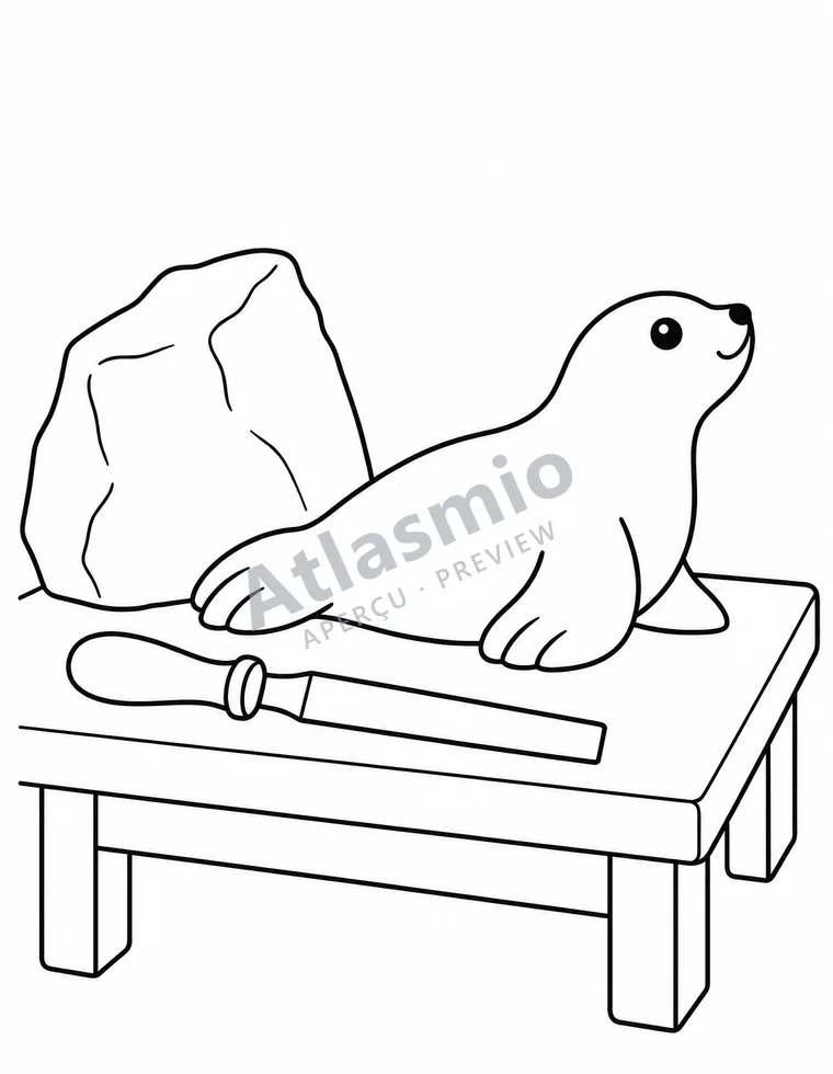 Colouring illustration: A sculpture from Nunavik