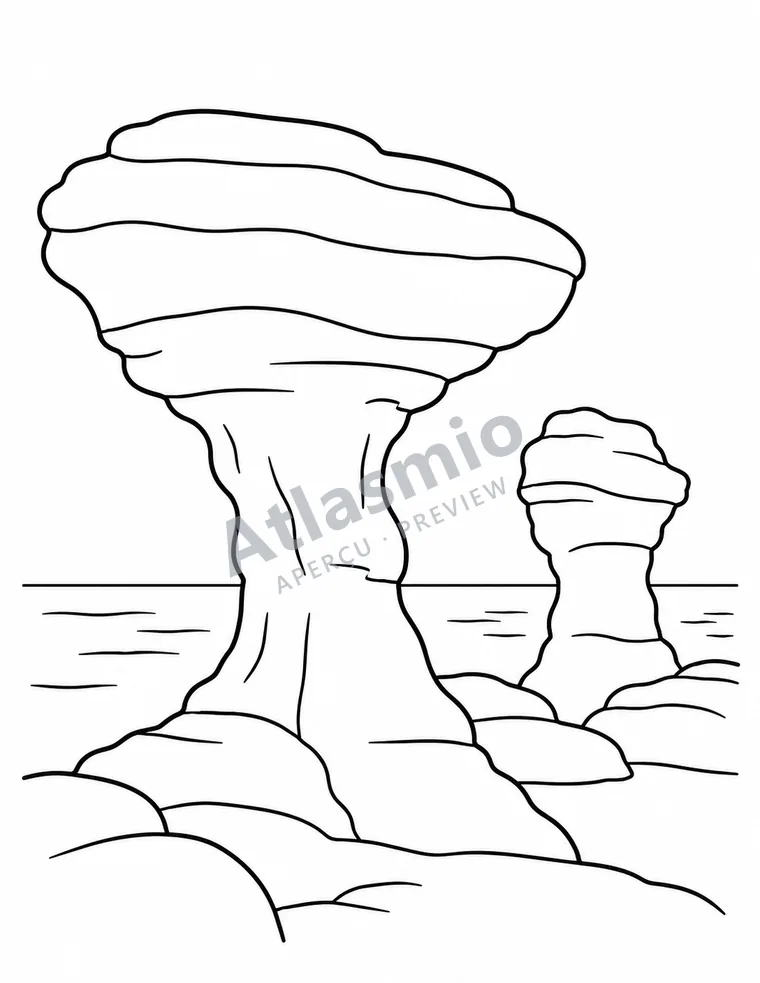 Colouring illustration: Mingan's stone giants