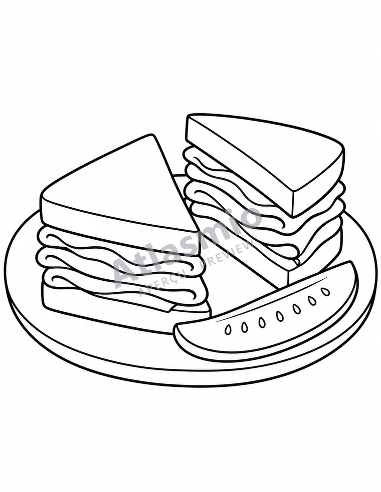 Colouring illustration: A Montréal sandwich