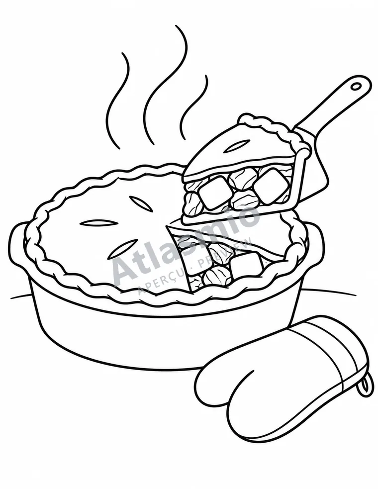 Colouring illustration: Lac-Saint-Jean tourtière