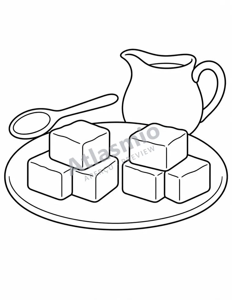 Colouring illustration: Squares of sucre à la crème