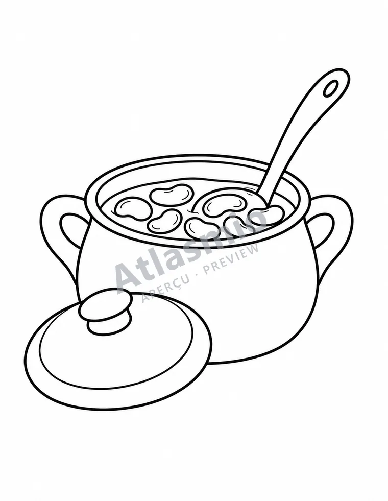 Colouring illustration: Fèves au lard