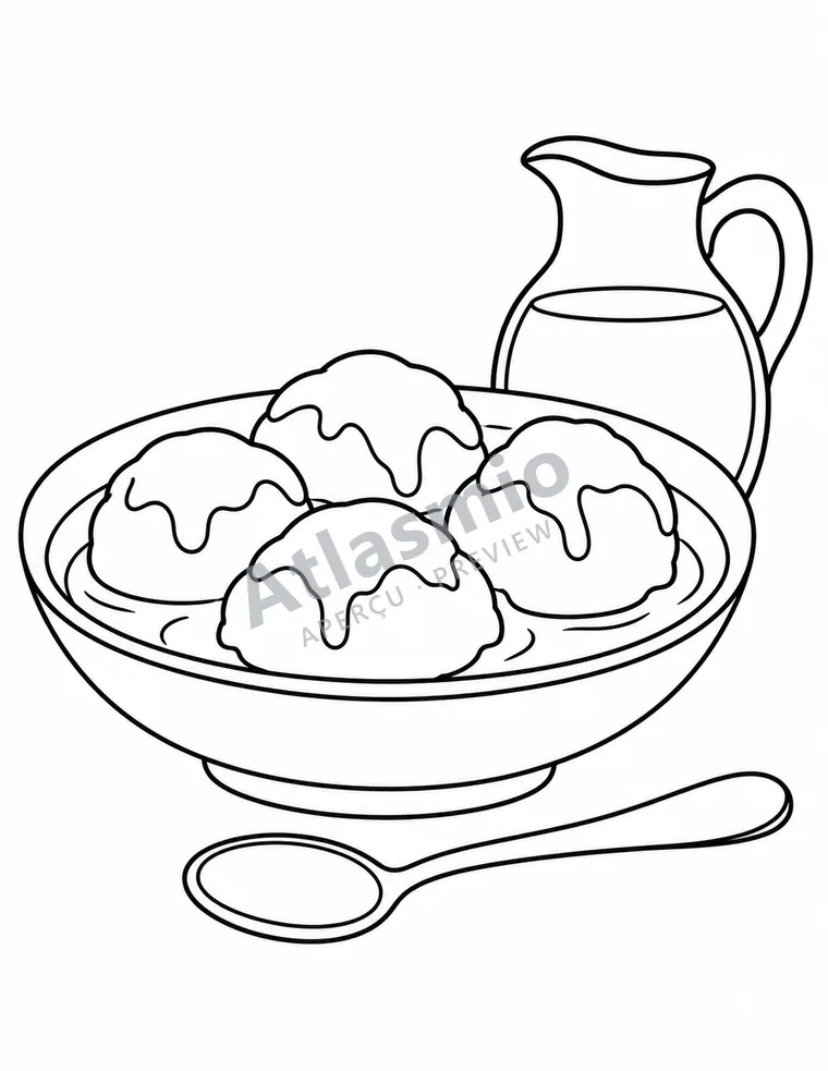 Colouring illustration: Maple-syrup dumplings