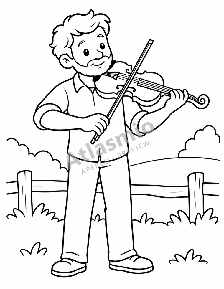 Colouring illustration: The fiddle makes us dance