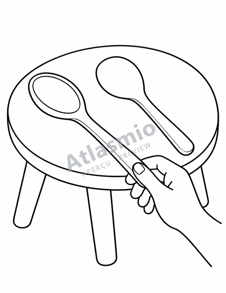 Colouring illustration: Making music with spoons