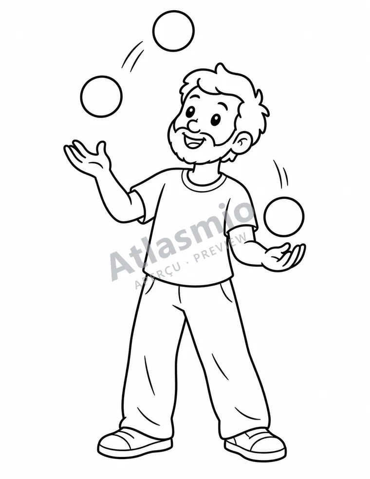 Colouring illustration: Three balls in the air