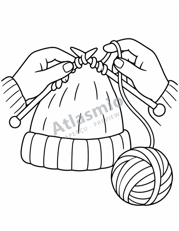 Colouring illustration: A tuque on the needles